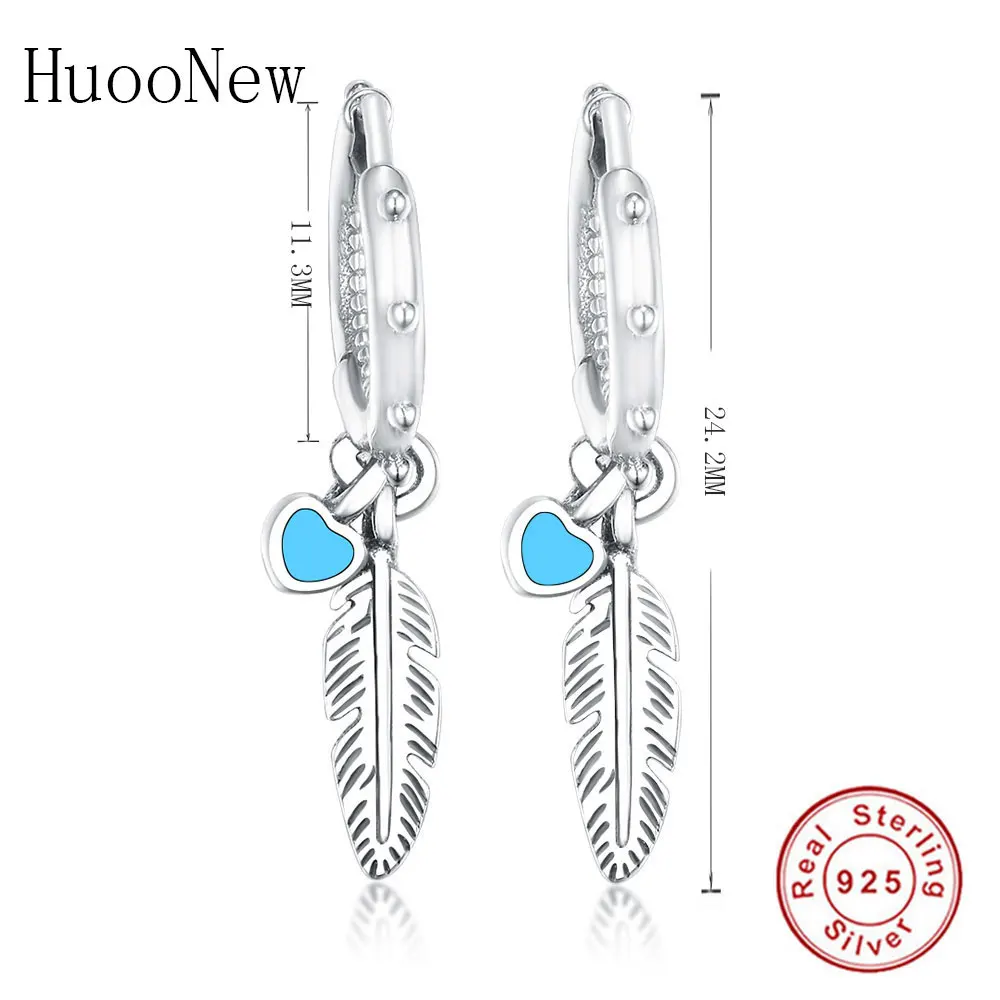 Женские серьги гвоздики в виде сердца Серебристые богемском стиле с синей эмалью