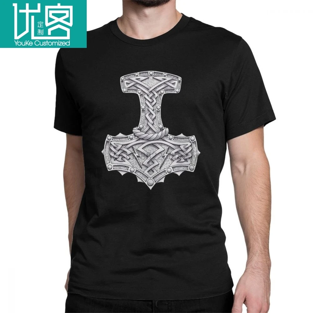 Футболка с викингом Thor Hammer Valhalla Humor футболка для мужчин одежда короткими рукавами