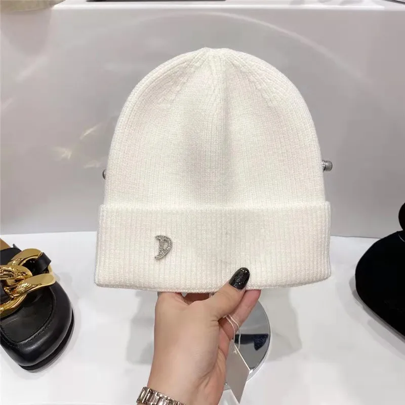 

Роскошные брендовые зимние женские шапки, толстые вязаные теплые шапочки, ветрозащитные и теплые шерстяные вязанные шапки-пуловеры