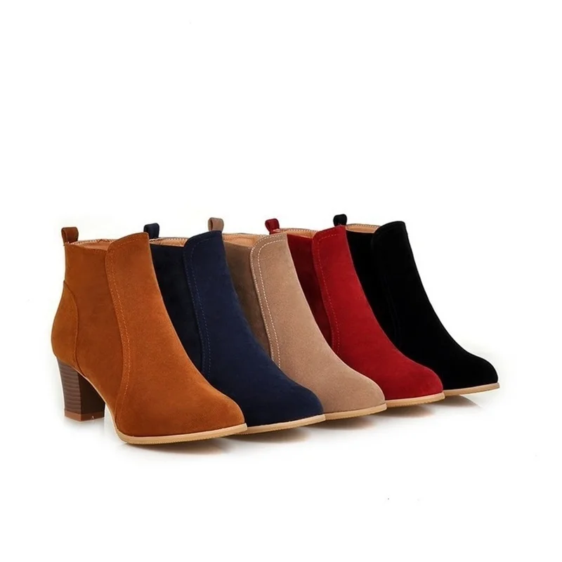 

Big short boots long frosted short boots big women's shoes black red yellow Beige