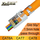 Сетевой ethernet-Кабель xintylink CAT8, CAT7, CAT6A, rj45, разъем 50U, SFTP, FTP, STP, экранированный штекер, проходит через отверстие 1,5 мм