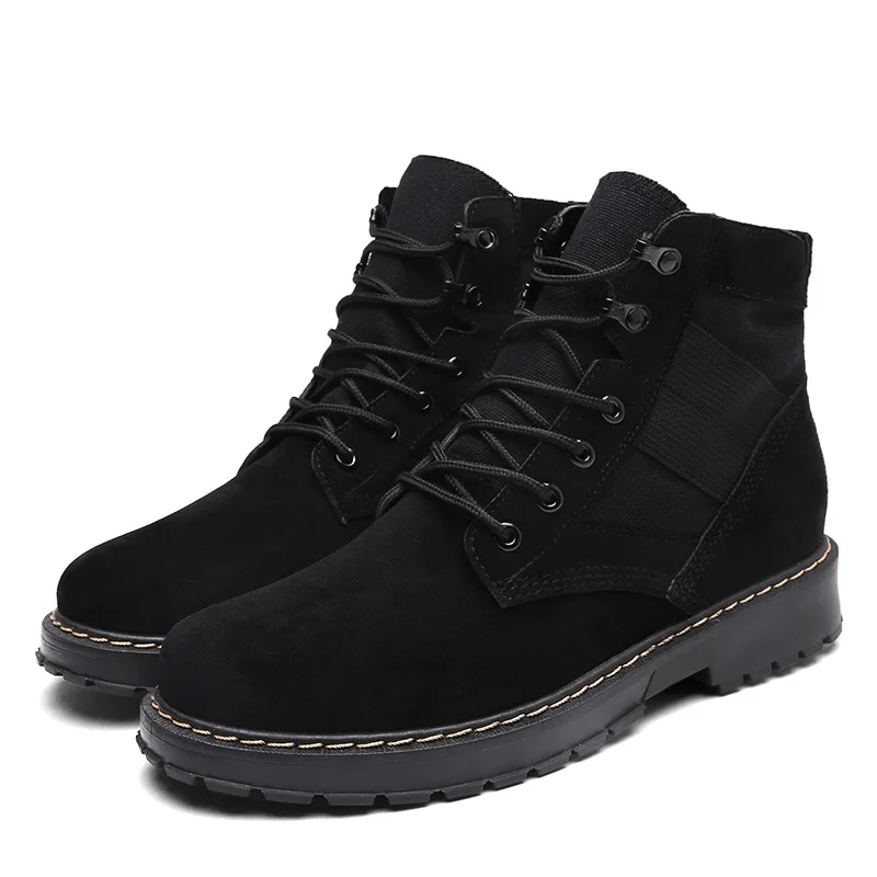 

2018 Autumn Mens Tactical Military Boots Black Leather Ankle Boots For Men Adult Work Canvas Shoes Vintage Style Lace Up 896