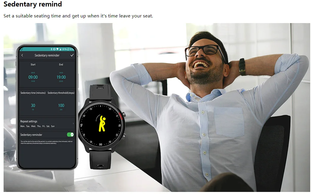 

SKY 4 Smart Watch Men Fitness Tracker IP67 Waterproof Sleep Heart Rate Monitor Stopwatch Message Notifications for Android IOS