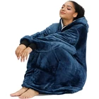 Женские толстовки, оверсайз, Флисовое одеяло, толстовка с капюшоном, женские топы, ТВ-одеяло с длинным рукавом, зимняя теплая толстовка
