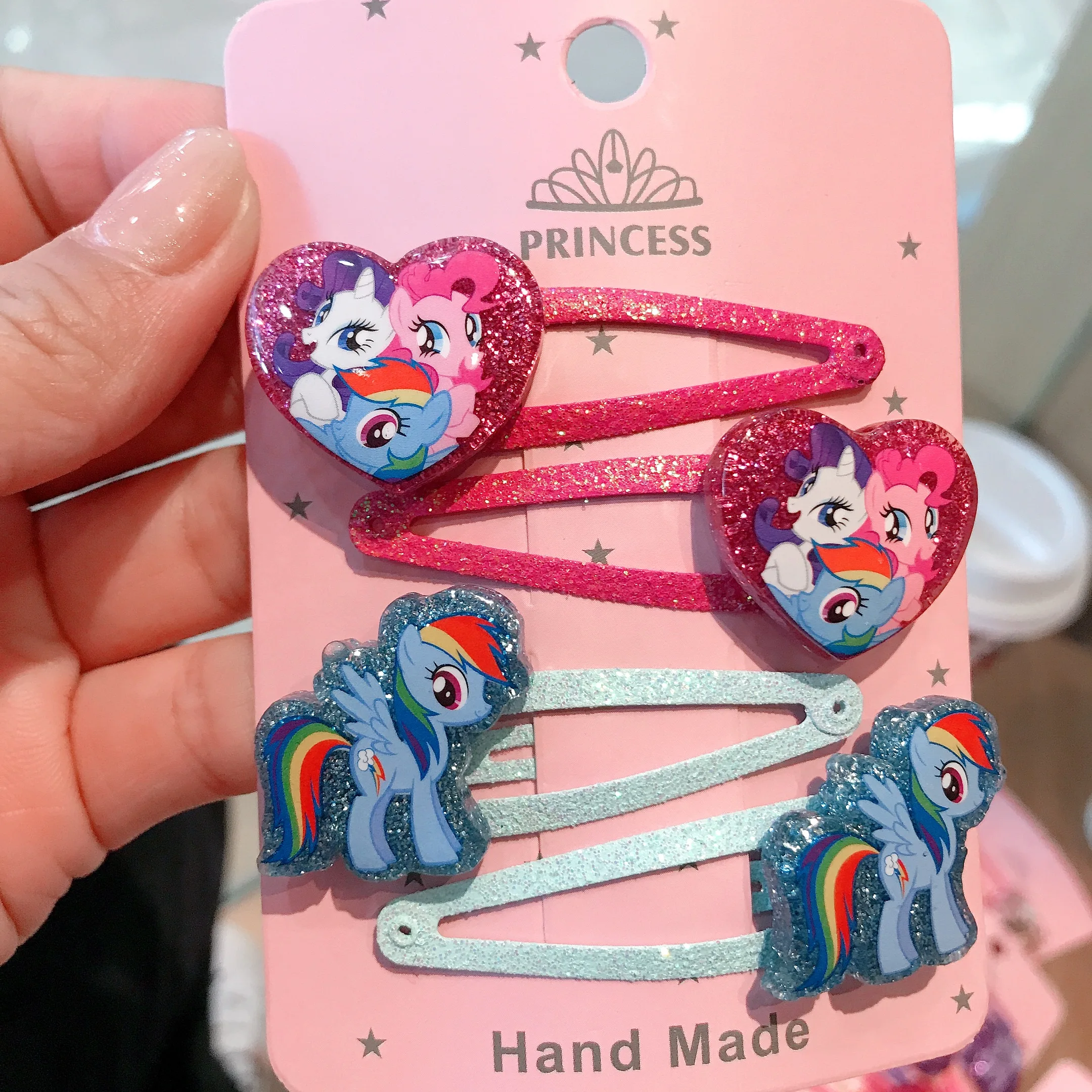 4PCS Shining Hair Pins New Design Cartoon Animal Icon Clips My Little Poni Head Wear Unicorn Horse Resin Accessories | Детская одежда и