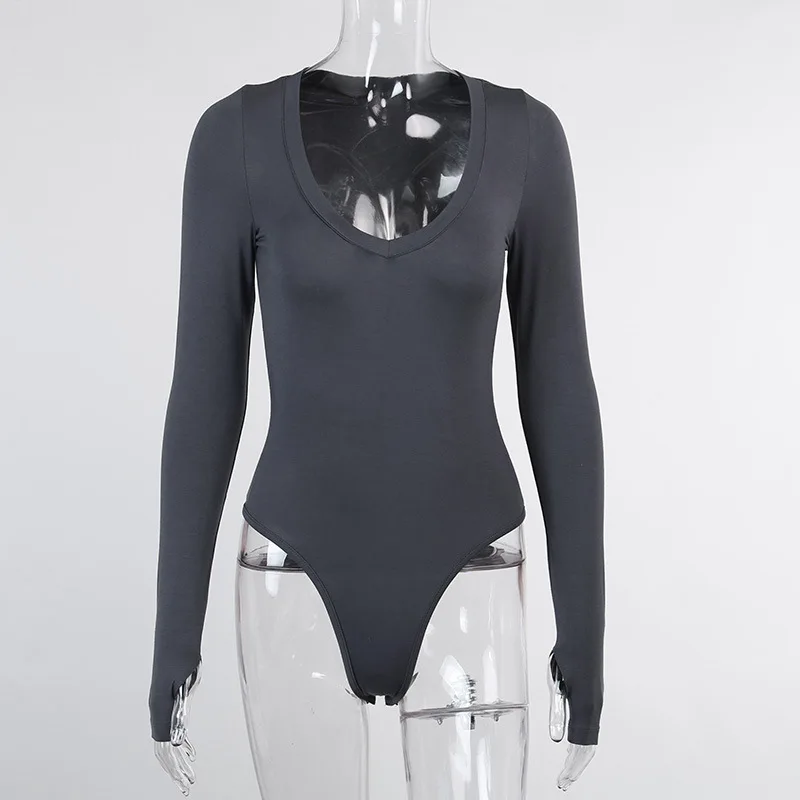 

Soft Thin Modal Bodysuits Long Sleeve Bodies for Women 2021 Spring Sexy Clothing Bodycon Streetwear Stylish Outfits Body Female