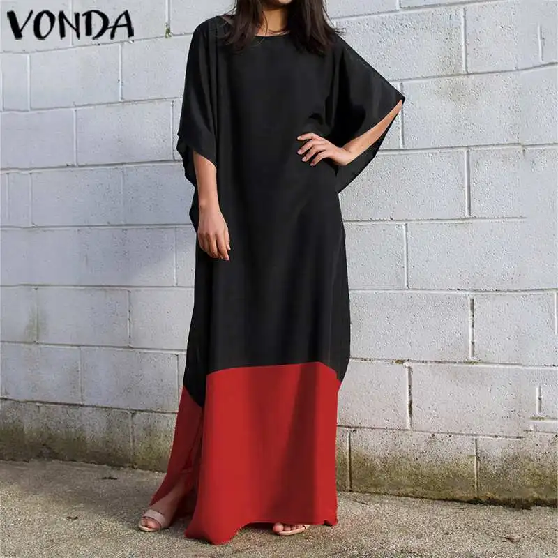 Женское платье с круглым вырезом VONDA богемное составного кроя коротким рукавом