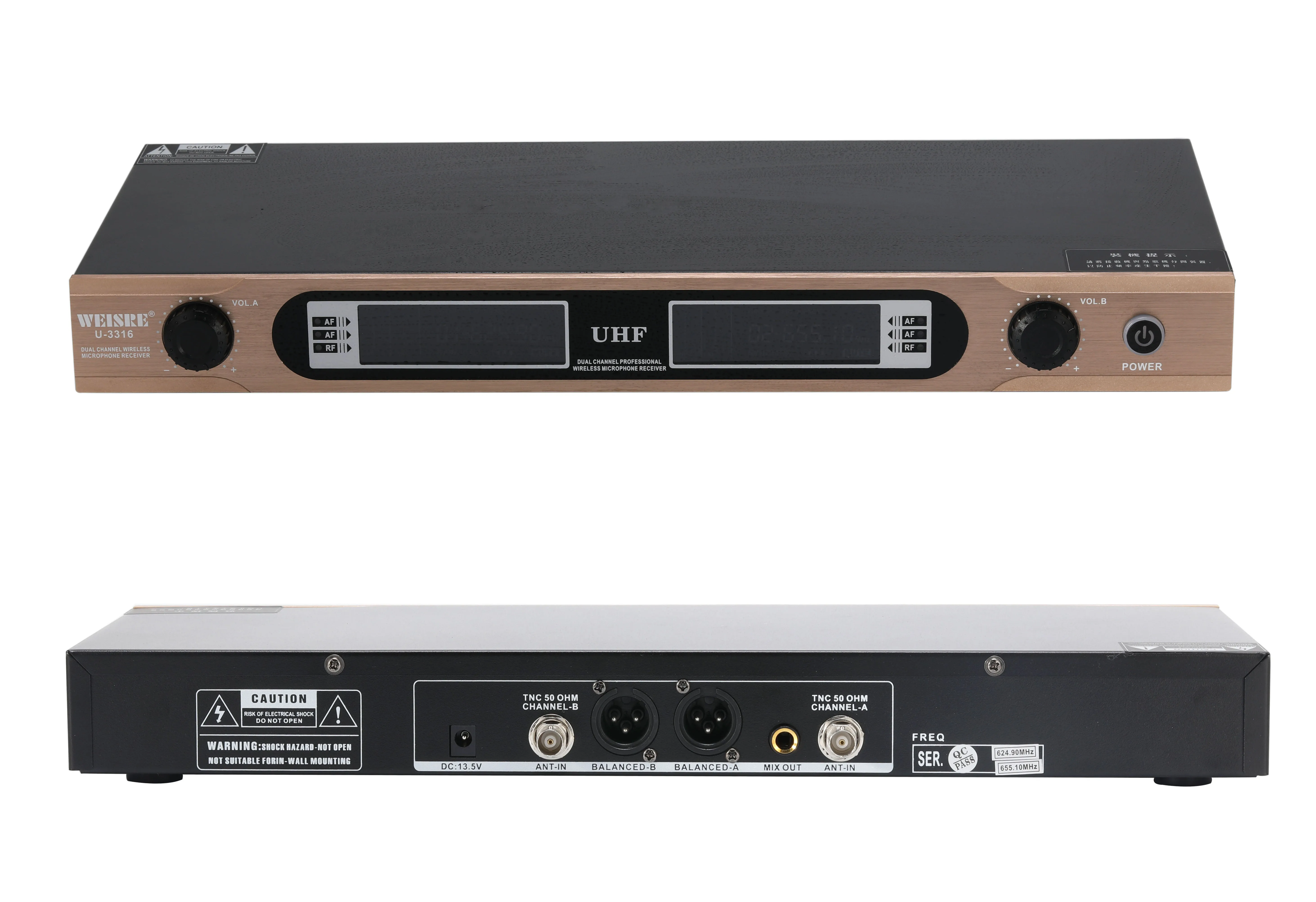 WEISRE Высококачественная Беспроводная микрофонная система с двухканальным