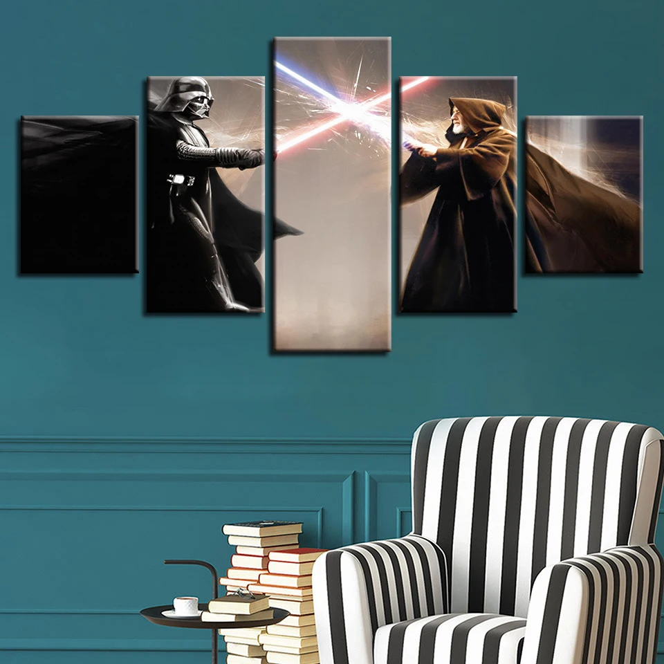 Картины на холсте Звездные войны Боевой настенный киноплакат искусство 7 рамки