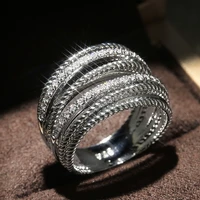 exquisite micro inlaid zircon ring multi layer cross fashion rings all match for daily and variety party wear