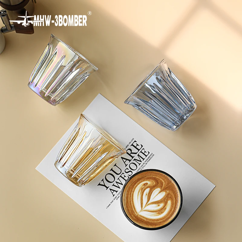 Bicchiere da caffè in vetro MHW-3BOMBER 240ml tazze colorate tazze da tè accessori per Barista accessori Latte Espresso birra caffè gocciolante