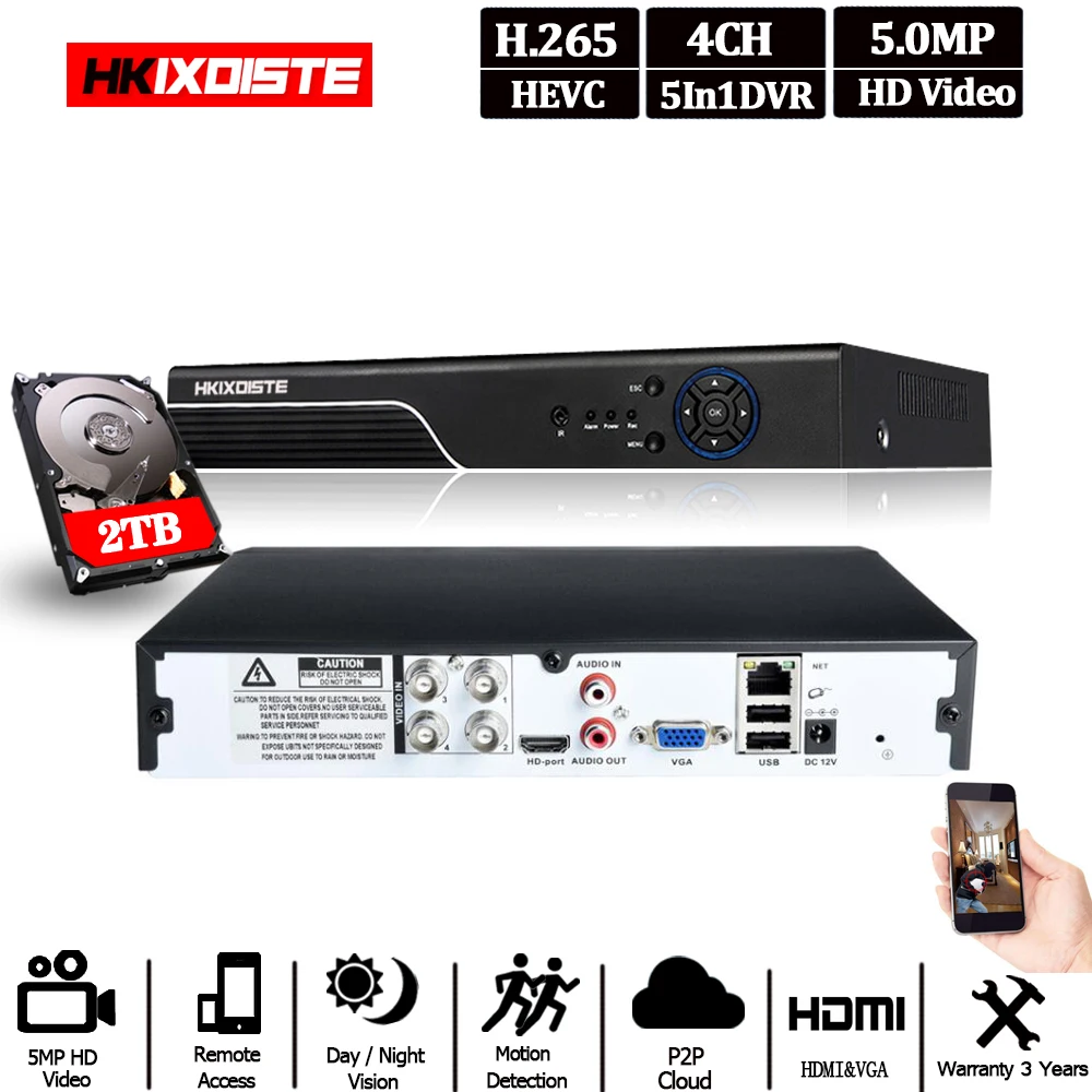 Новейшая цифровая видеозапись HD H.265 DVR Поддержка аналоговых CVI TVI AHD IP камер