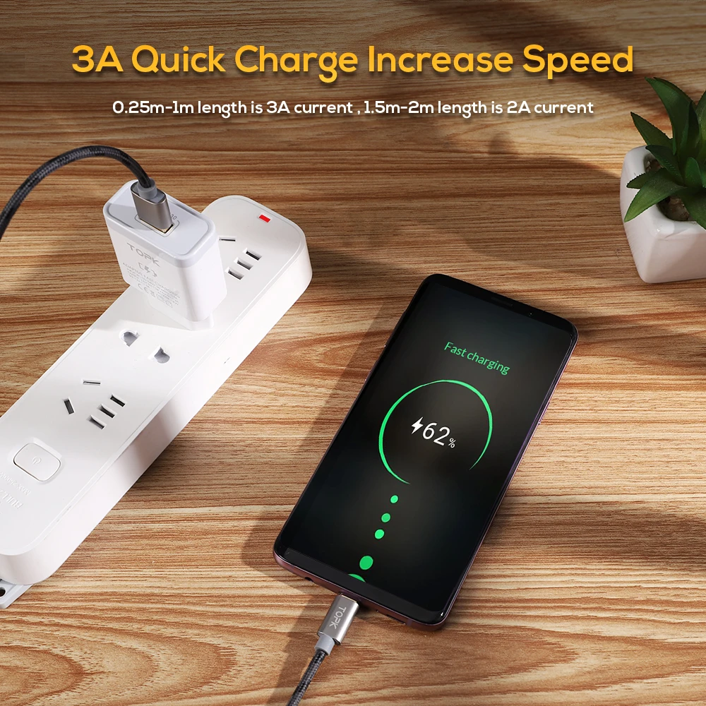 Фото TOPK USB C кабель для быстрой зарядки type телефонов samsung Galaxy S9 S8 Note 9 8 Oneplus 6 Мобильные TOPK USB C кабель для быстрой зарядки type телефонов samsung Galaxy S9 S8 Note 9 8 Oneplus 6 Мобильные