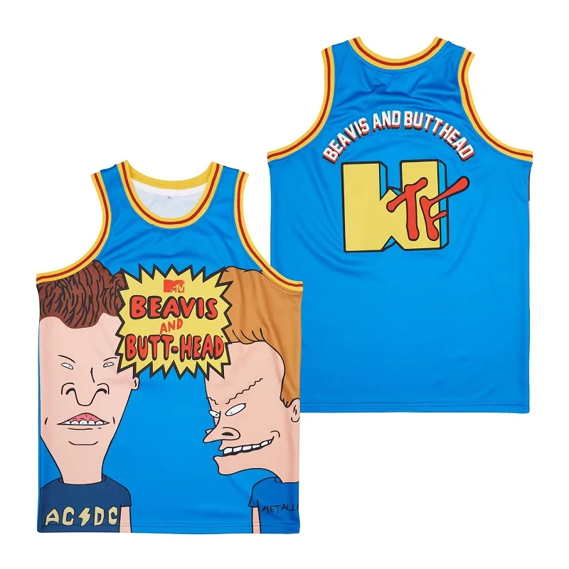 

BG basketball jerseys BEAVIS AND BUTT-HEAD jersey Embroidery sewing Outdoor sportswear Hip-hop culture movie blue summer new