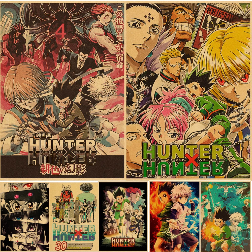 

Японское аниме Hunter X Hunter, винтажные постеры Стикеры из крафтовой бумаги, декоративные украшения для дома, бара, кафе, подарочные настенные ка...