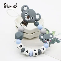 personalised name silicone pacifier clip koala dummy clips holder cute diy pacifier chain soother chain for baby teething toys