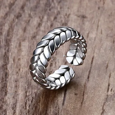 

Men's Fashion Silver Color Infinity Ear of Wheat Rings Minimalism Adjustable Opening Finger Ring Wedding Engagement Ring Jewelry