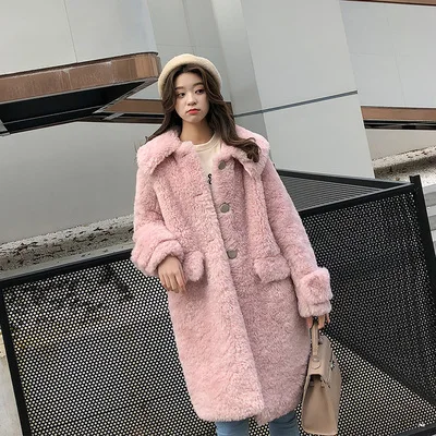 Pink Стиль высокого класса модное женское пальто из искусственного меха 18C33 - Цвет: Pink