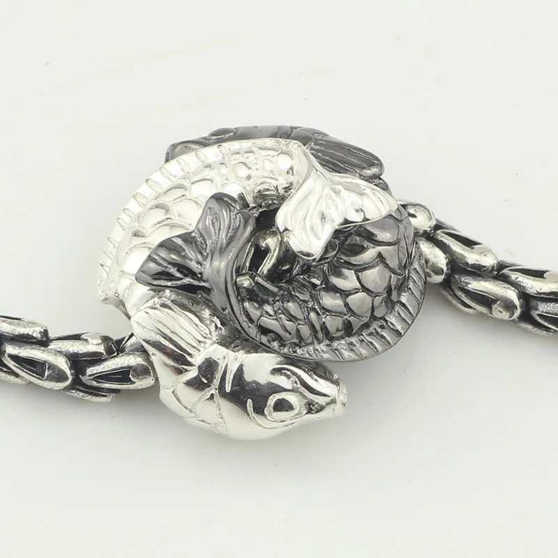 Black And White Fish Charm Beads Silver 925 Original Fit Bracelet Jewelry Bead for Making Pendants | Украшения и аксессуары