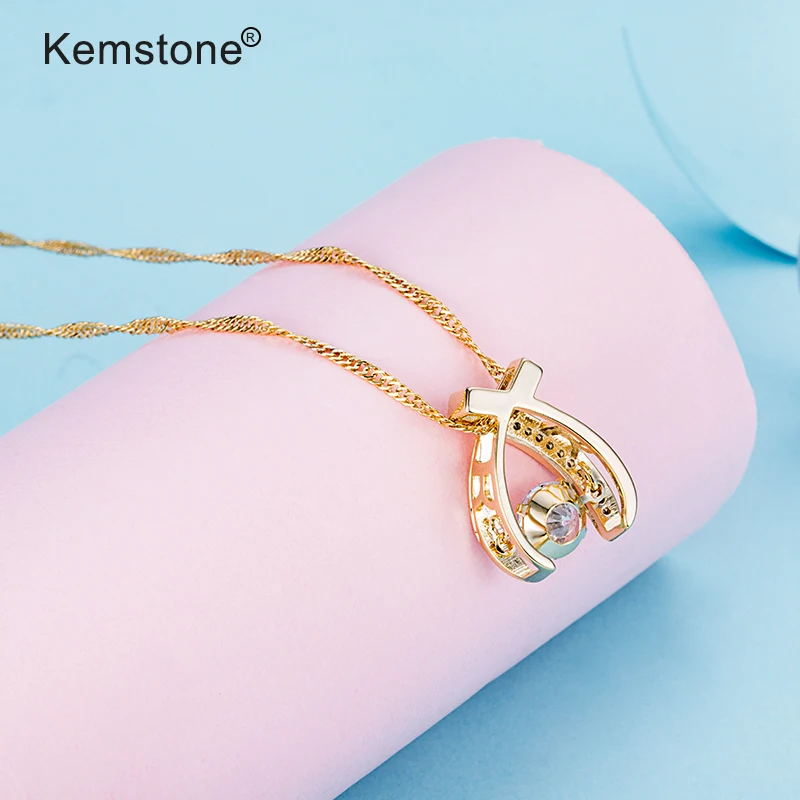 Kemstone элегантный медный сплав золотой цвет кубический цирконий ювелирные изделия