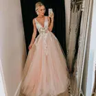 ANGELSBRIDEP длинное вечернее платье с v-образным вырезом Vestidos de festa сексуальное просвечивающее платье с корсетом и аппликацией для официальных свадебных торжеств