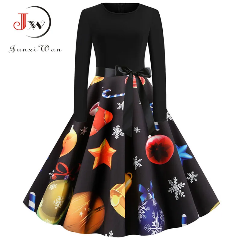 Женское винтажное платье средней длины с длинным рукавом|Женские платья| |