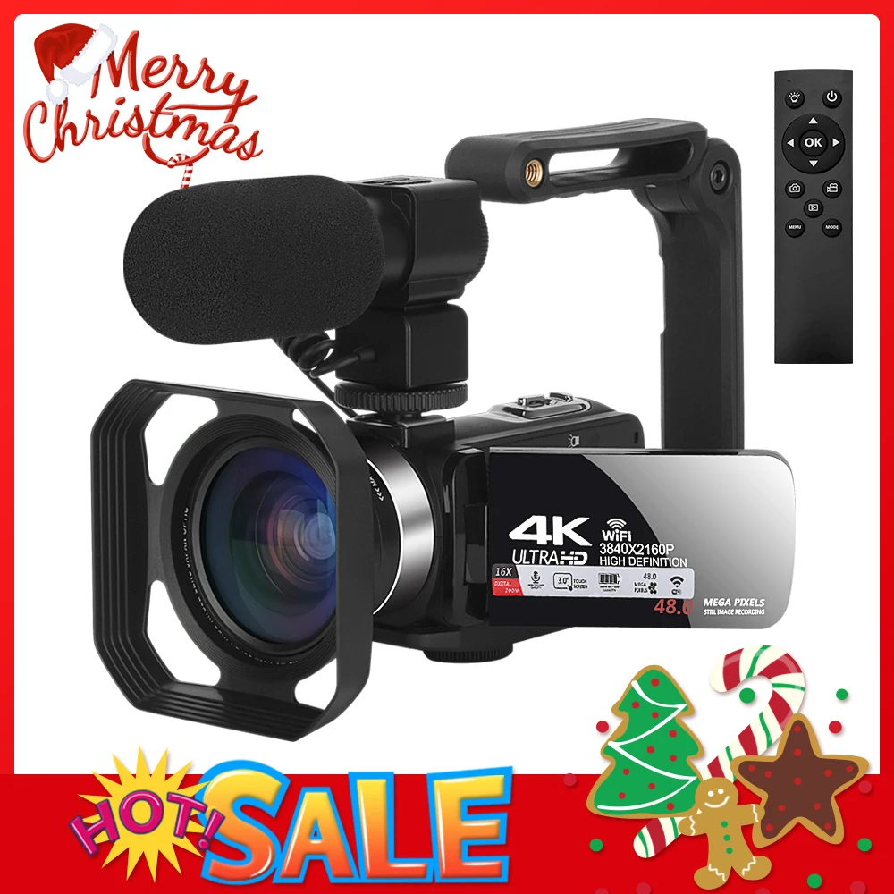 Видеокамера 4K Ultra HD видеокамера для YouTube 3 0 дюймов 48 МП 16-кратный цифровой зум с
