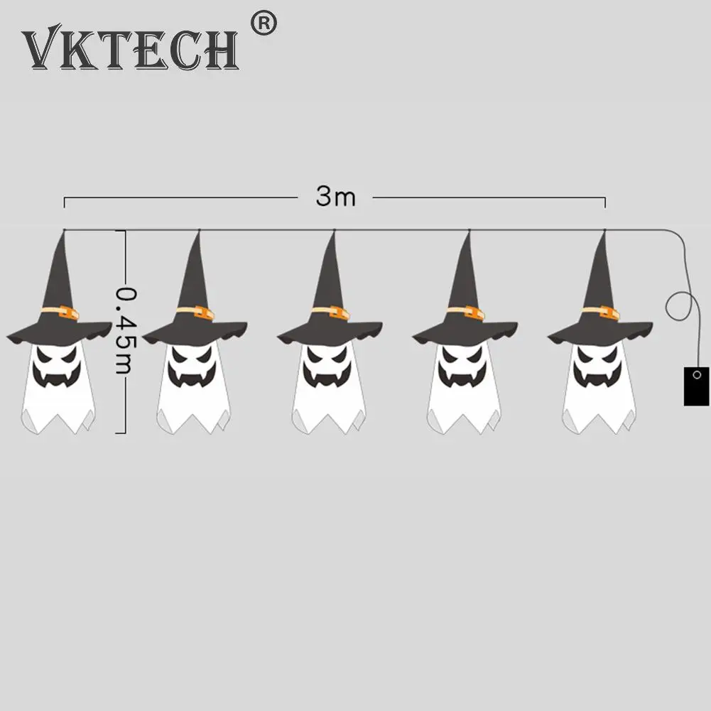 

Halloween Decoration LED Hanging Lantern Gypsophila Ghost Festival Dress Up Glowing Wizard Ghost Hat Lamp Light String