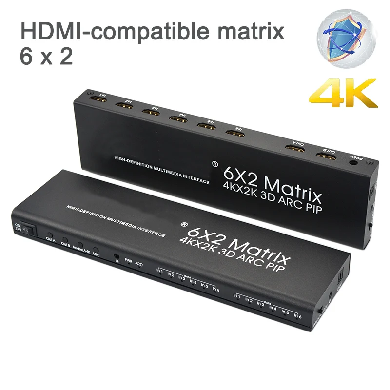Совместимому с HDMI матрица 6X2 5.1CH/2CH 3 5 мм стереофонический звуковой выход