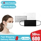 50-600 шт. медицинская одноразовая черная хирургическая маска для лица, белые 3-слойные маски, маски с регулируемым фильтром, противопылевые маски, маски для рта