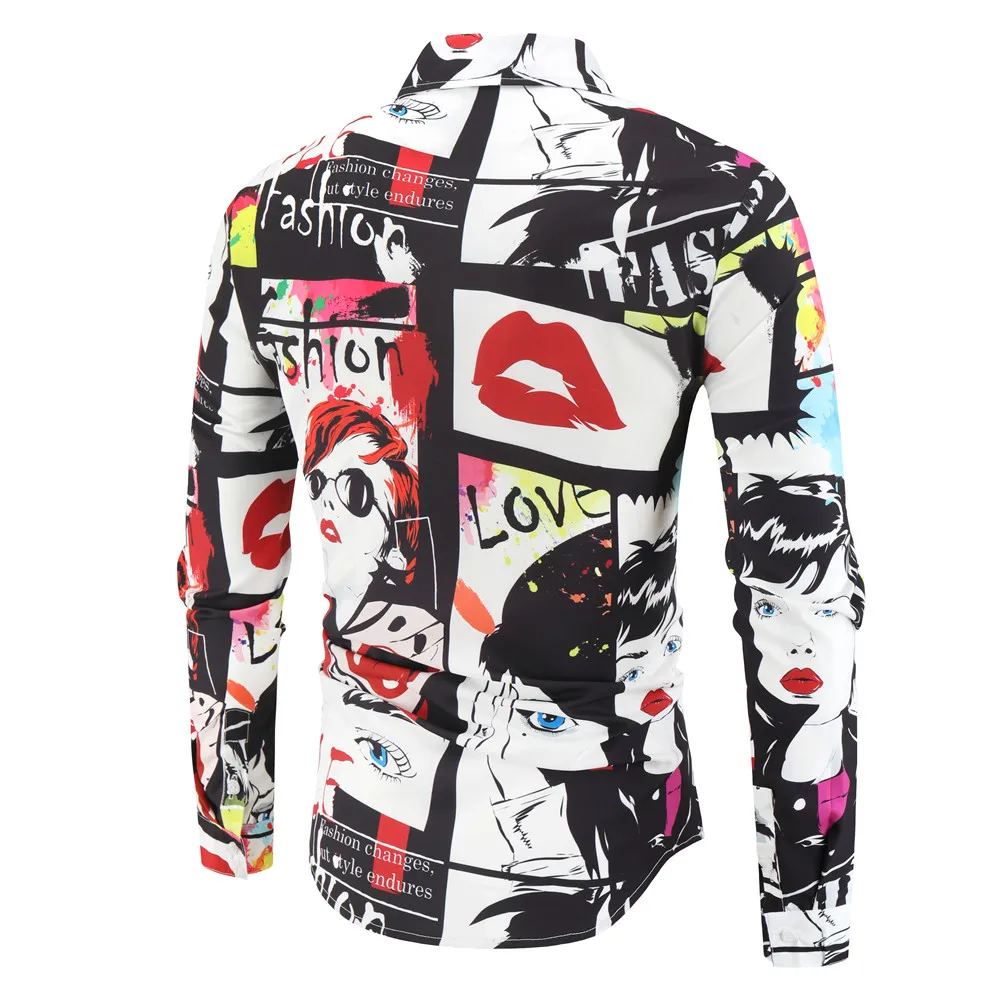 Мужская рубашка с длинным рукавом Повседневная принтом в гавайском стиле 2020