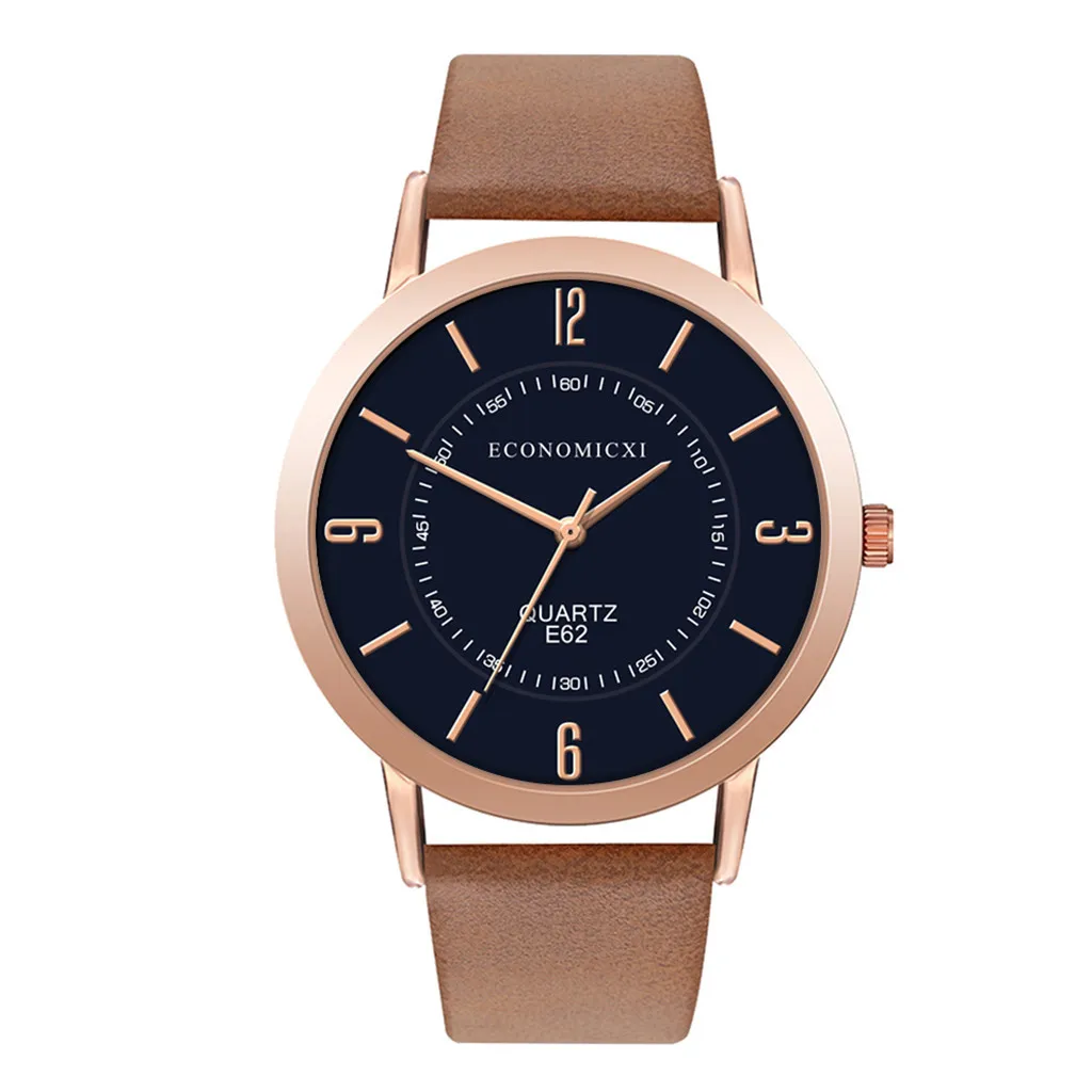

ECOMOMICXI Leather strap watch elegant quartz wristwatch men women clock black & white brief unisex watches analog women watches