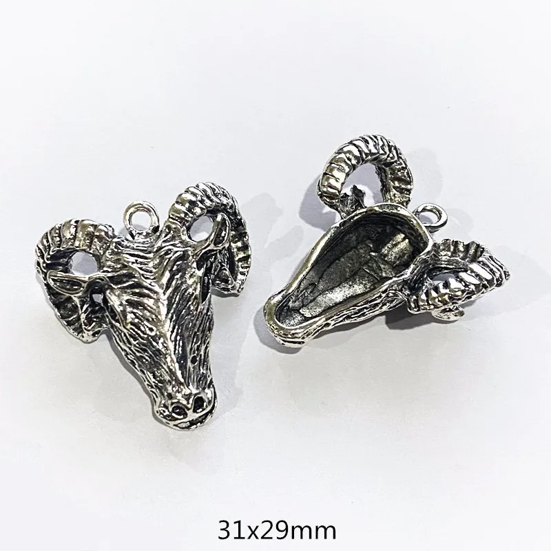 

Zodiac Charms 3D Cute Sheep Ram Head Small Pendant Vintage Amulet Handmade DIY Jewelry Makeing Antique Aesthetics Accessories