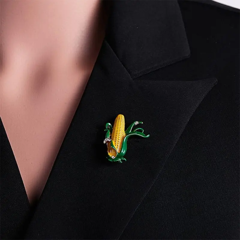 Сияющие Броши в форме банана для женщин булавки кукурузы Модный яркий дизайн