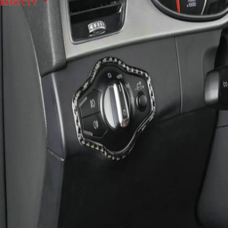 

BJMYCYY Automobile headlamp switch carbon fiber decorative frame for Audi A4L A5 Q5 Car Styling Accessory