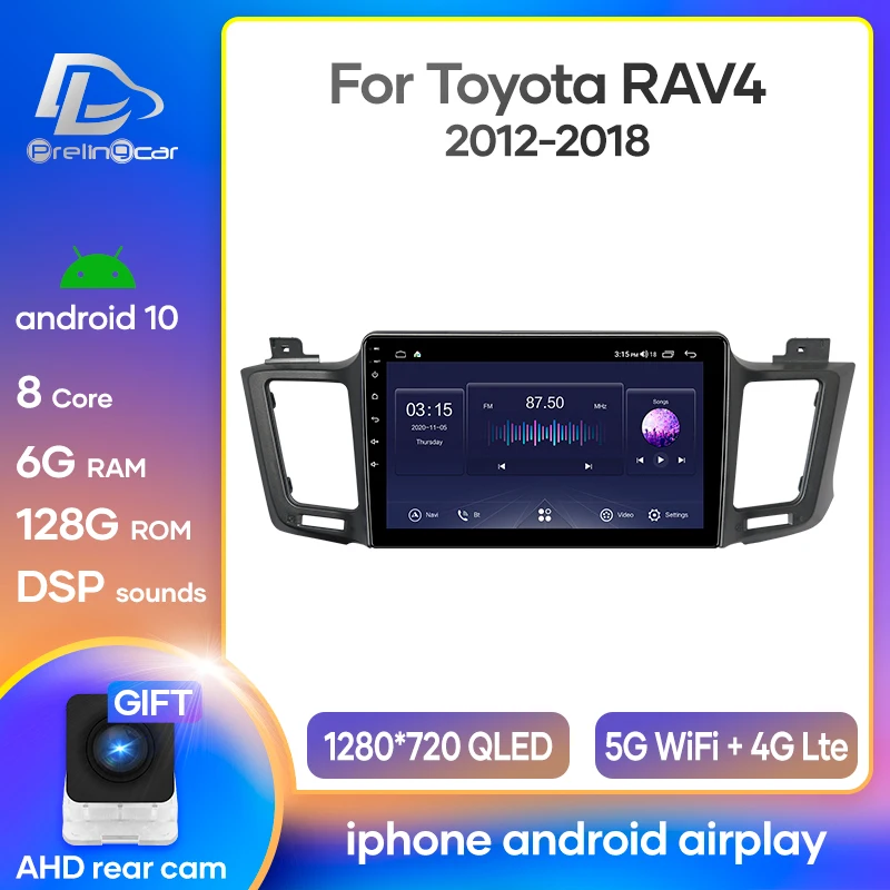 Автомобильный радиоприемник Prelingcar Android 10 стереоприемник для Toyota Rav4 2012-2018