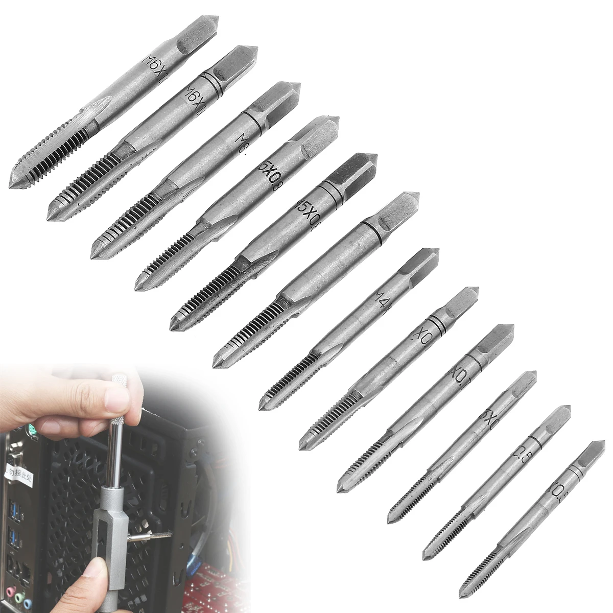 

32pcs Alloy Steel Metric Tap & Die Set M3/M4/M5/M6/M8/M10/M12 55 Degree Cylindrical Pipe Right Thread for Metalworking Drilling