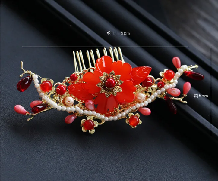 JaneVini роскошный китайский старинный свадебный красный цветочный бисерный