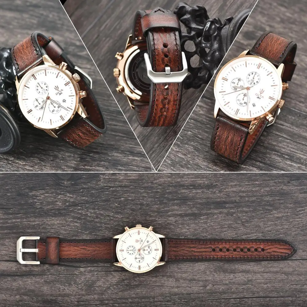 BEAFIRY Genuine Leather Watch Band 18mm 20mm 22mm 24mm Quick Release Watch Straps Watchbands Belt Brown Blue  Grey for Men Women