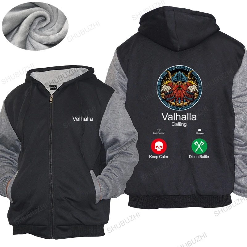 

Male shubuzhi warm coat Funny Valhalla Is Calling warm coat Men Cotton Handsome thick hoody Viking Odin Fashion Unisex jacket
