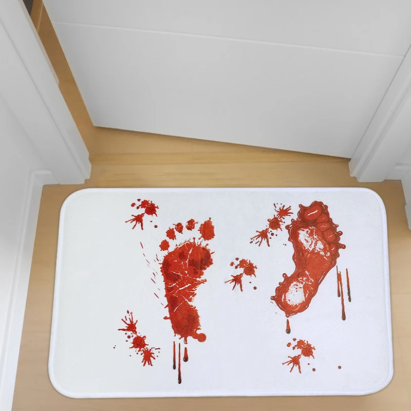

1P Bathroom Bath Mat Carpet Blood Footprints Doormat Horror Halloween Paty Home Decoration Kitchen Non-slip Rugs 40*60cm/50*80cm
