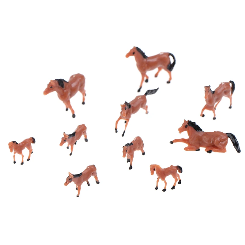 

10 шт. 1/87 Масштаб Окрашенные фермы Животные модель лошади DIY песок стол модель здания лошадь поезд макет фермы