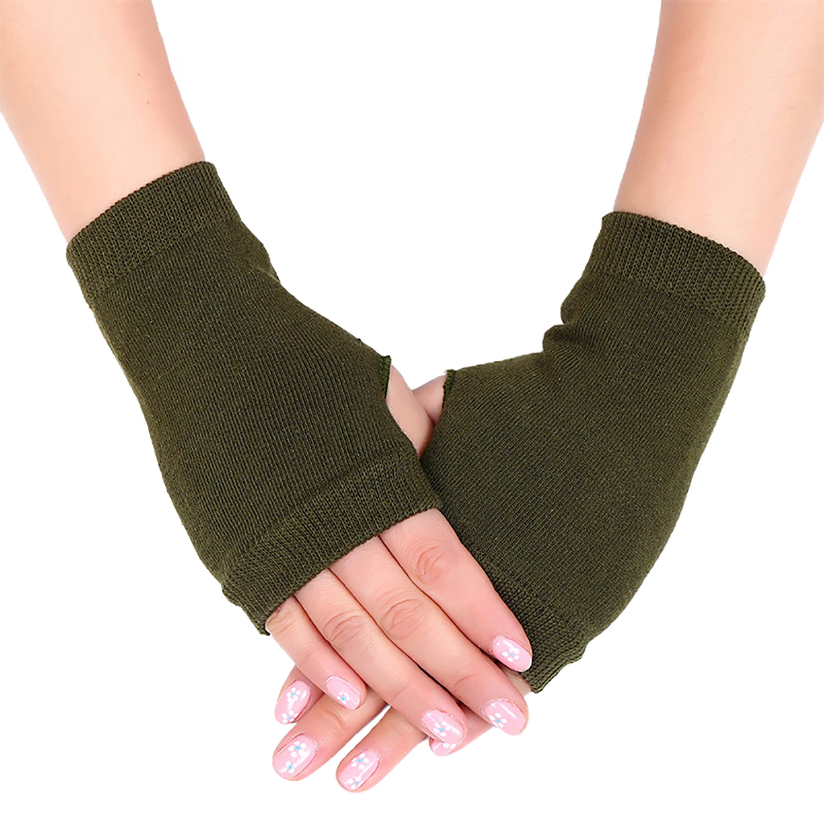 

Winter Men Women Solid Color Half Finger Knitted Mitten Warmer Gloves Wrist Wrap