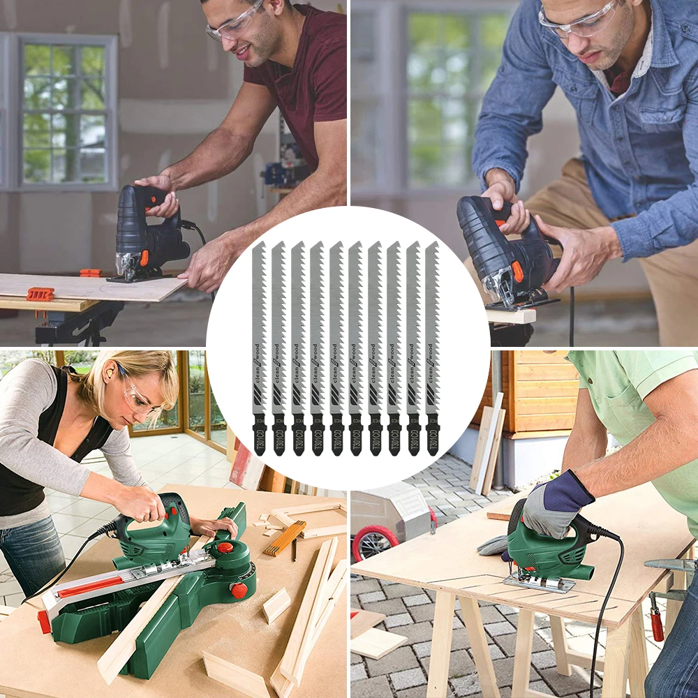 

10Pcs Jig Saw Blade Jigsaw Blades Set Metal Wood Assorted Blades Woodworking T301CD Blades Multi Tool
