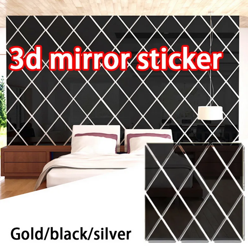Новые бриллианты треугольники настенные акриловые зеркальные стикеры украшение
