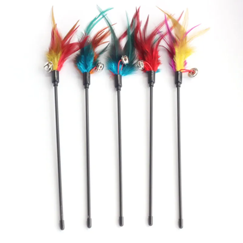 Игрушки для кошек перо случайного цвета эластичная палка с маленьким