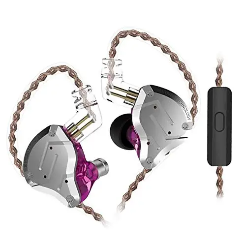 purple mic KZ ZS10 PRO 1DD 4BA HIFI металлическая гарнитура, гибридные наушники в ухо, спортивные наушники с шумоподавлением - Цвет: purple mic