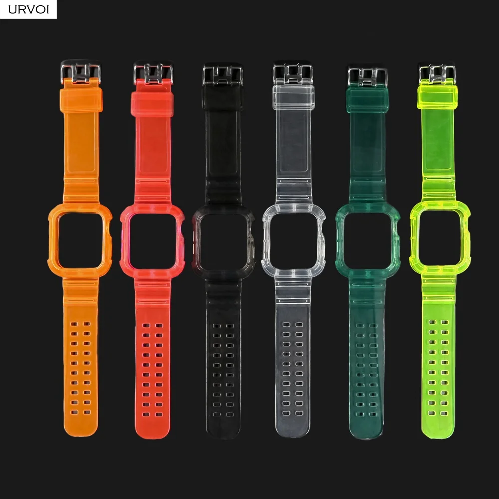 Прозрачный ремешок URVOI из ТПУ для Apple Watch Series 6 5 4 чехол iWatch прозрачная защита