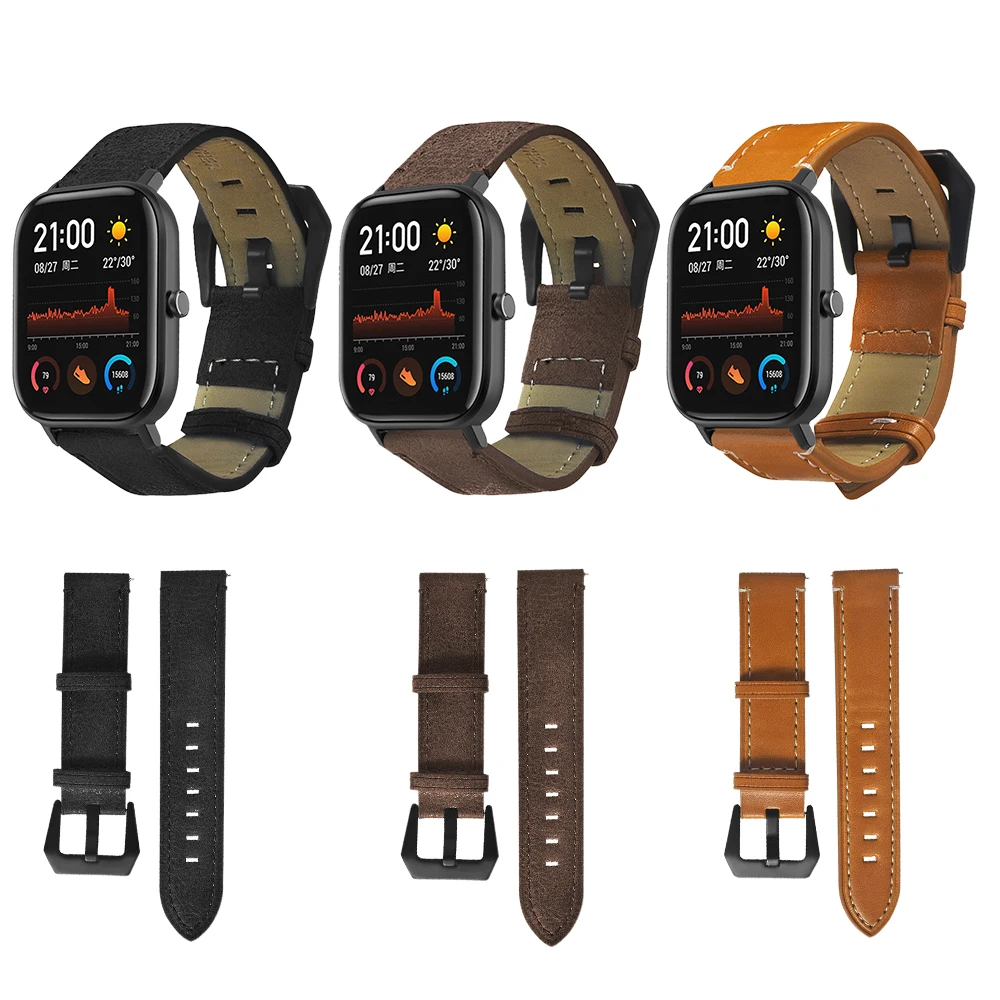 Для Amazfit GTS ремешок 20 мм модный винтажный кожаный ремешок ручной работы из натуральной кожи для браслета Amazfit GTS