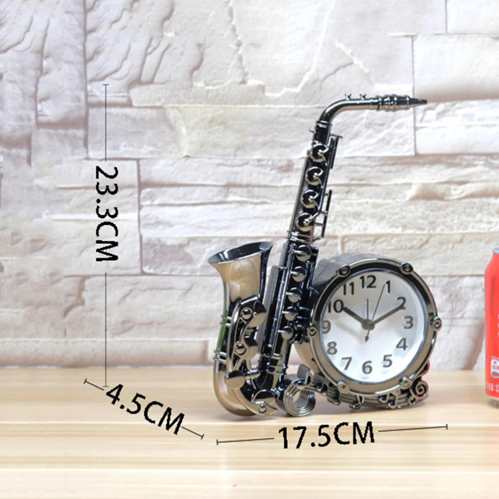 

Saxophone Shaped Alarm Clock Retro Decorative Alarm Clock Bedside Clock for Bedroom Home without Battery (Random Color)